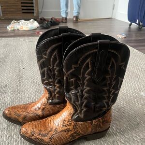 Real leather and python skin men’s cowboy boots